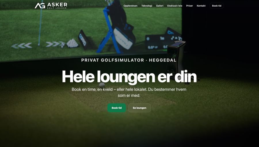 Skjermbilde av Asker Golf Lounge – forsiden