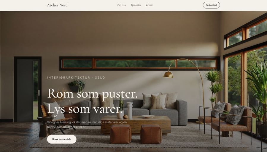 Skjermbilde av designeksempelet Atelier Nord