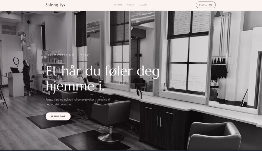 Skjermbilde av designeksempelet Salong Lys