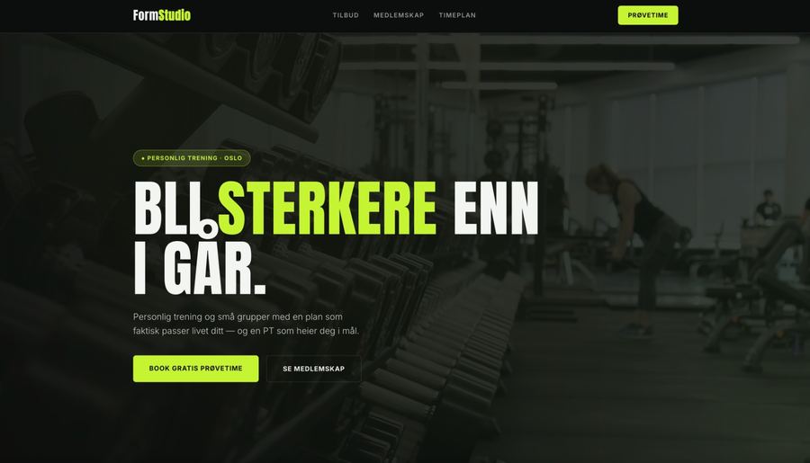 Skjermbilde av designeksempelet Form Studio