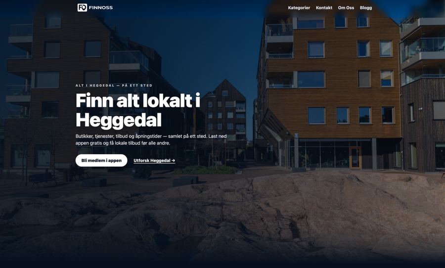 Skjermbilde av FinnOss – forsiden