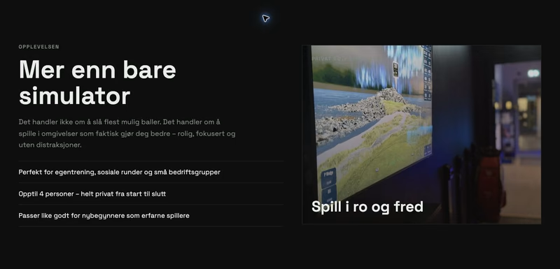 Asker Golf Lounge sin opplevelsesseksjon med interiøret i loungen